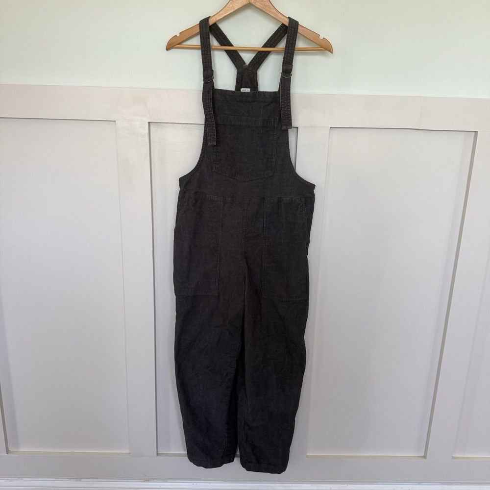 Aerie Corduroy Overalls Womens SMALL Gray Tapered Leg Boho Chic Indie Streetwear